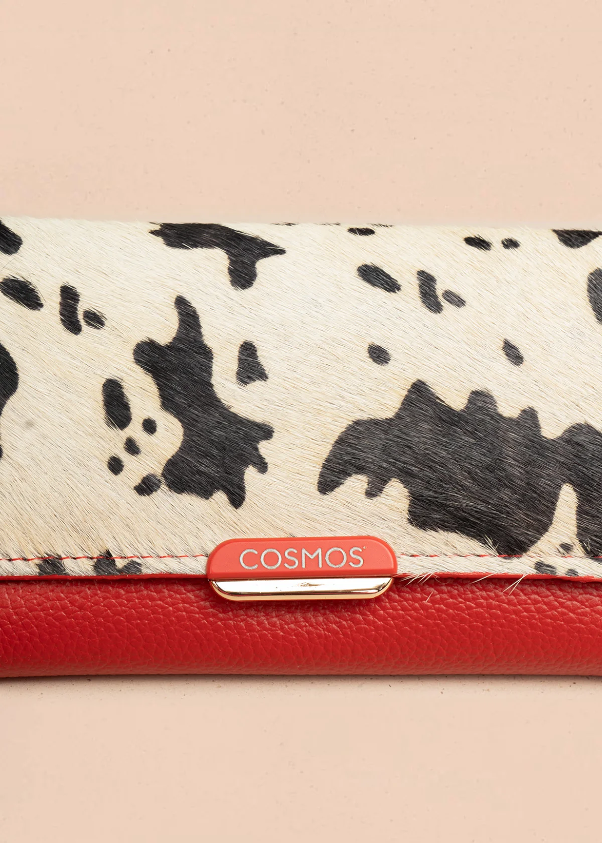 Billetera grande de cuero color rojo con solapa animal print 106319 - Image 7