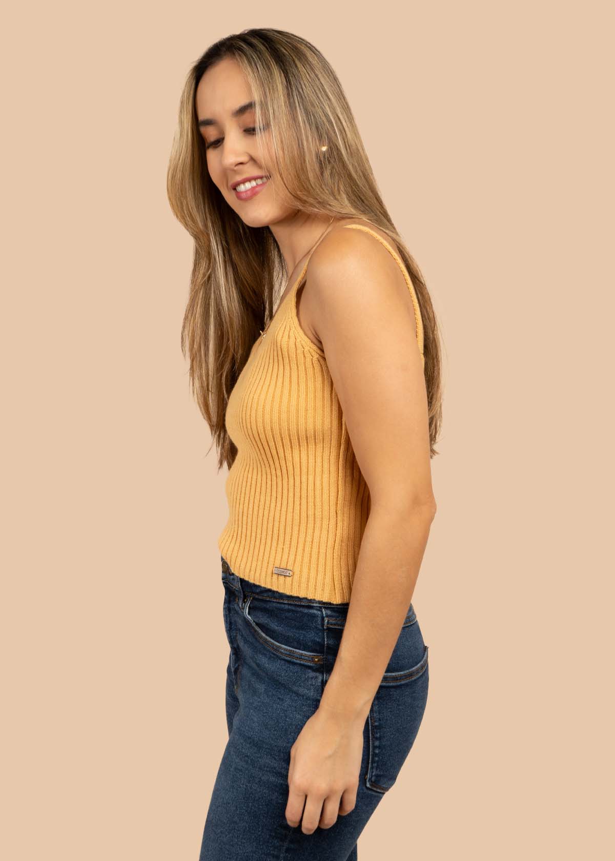 Blusa tejida manga sisa color arena 105458 - Image 4