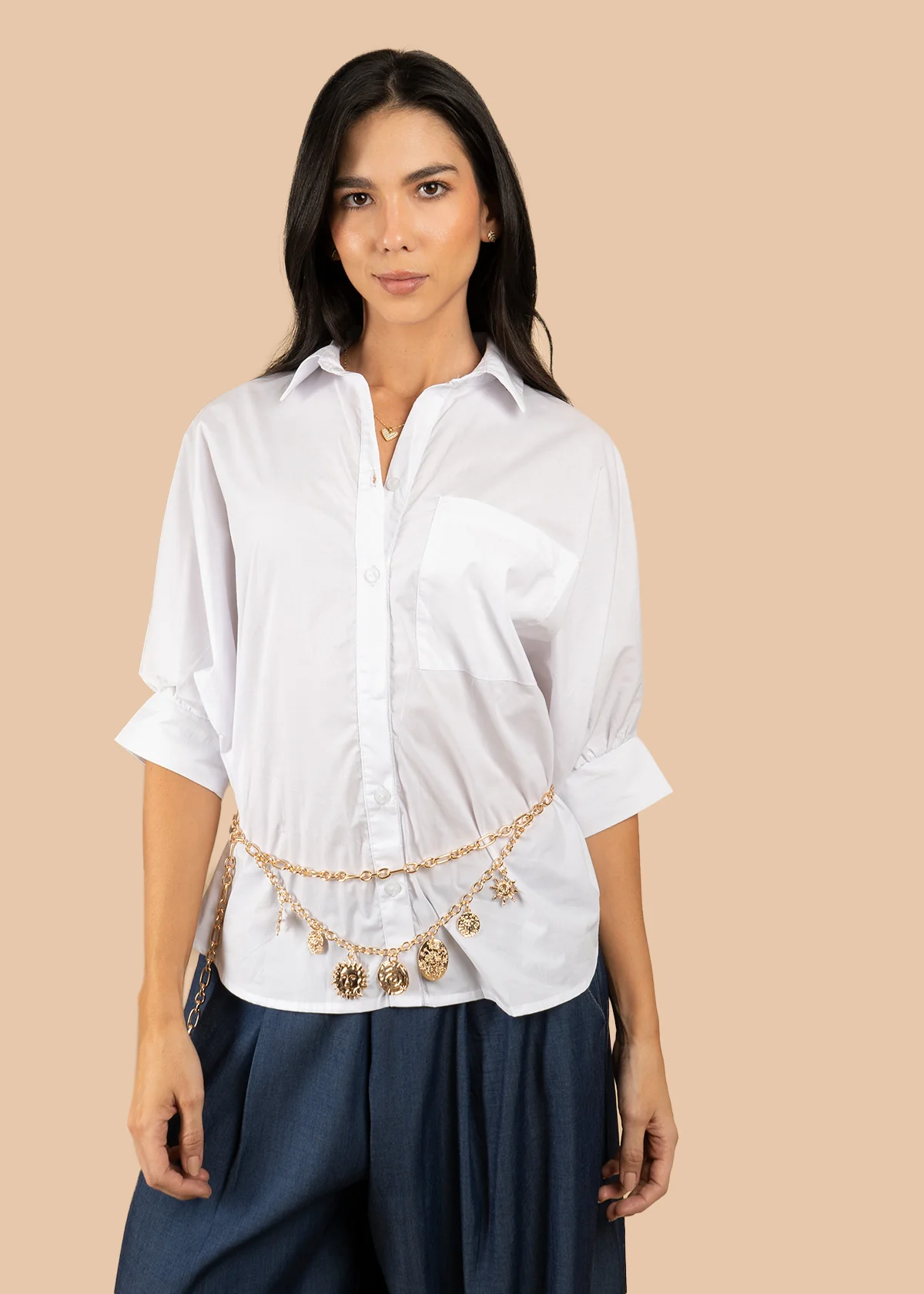 Blusa color blanco silueta oversize 106596 - Image 3