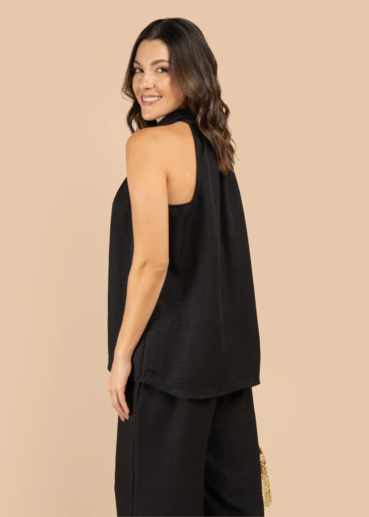 Blusa color negro con nudo en el cuello 105801 - Image 5