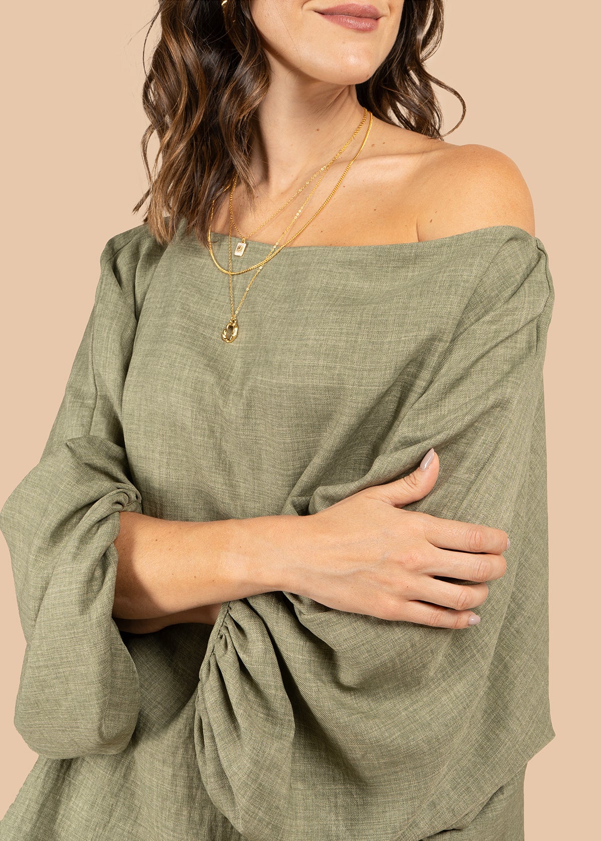 Blusa color verde cuello bandeja 105793 - Image 2