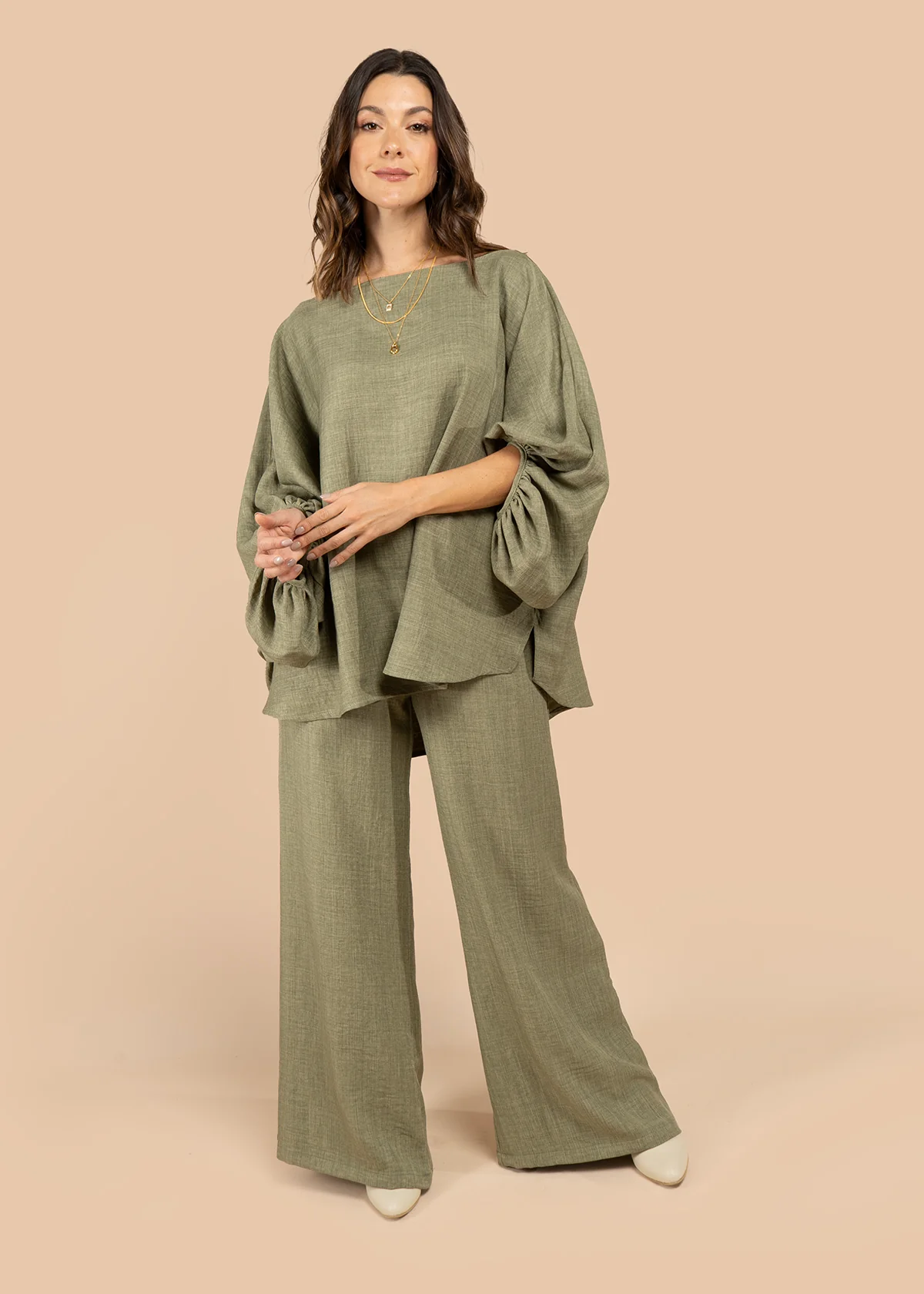 Blusa color verde cuello bandeja 105793 - Image 3