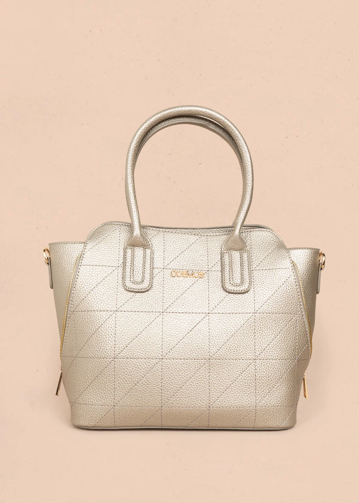 Bolso tipo shopping color champaña con monedero 106288
