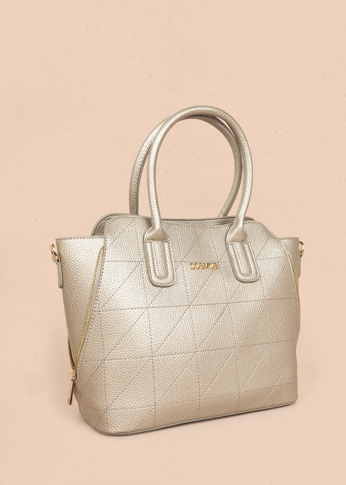 Bolso tipo shopping color champaña con monedero 106288 - Image 3