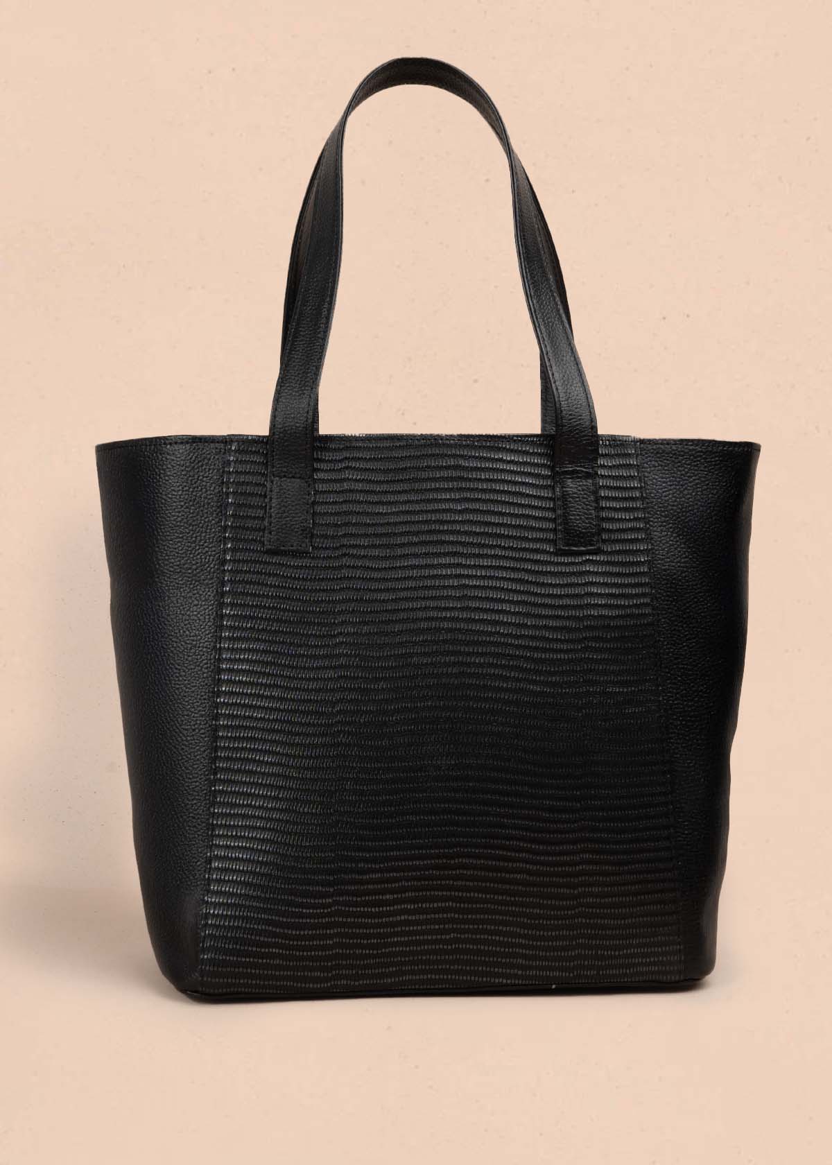 BOLSO SHOPPING EN CUERO NEGRO 105309 - Image 3
