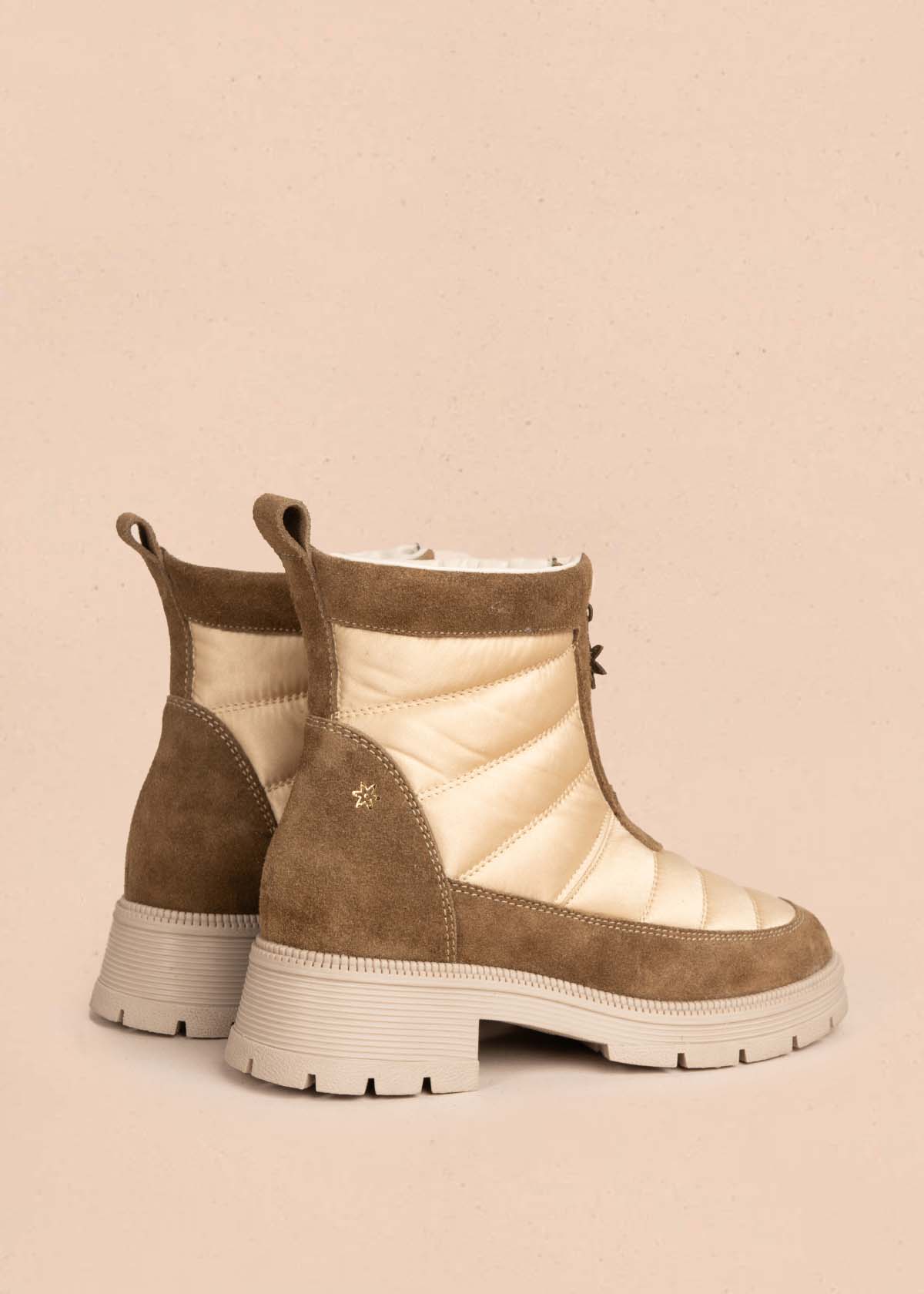 Botines en cuero color beige con cierre frontal 105596 - Image 4