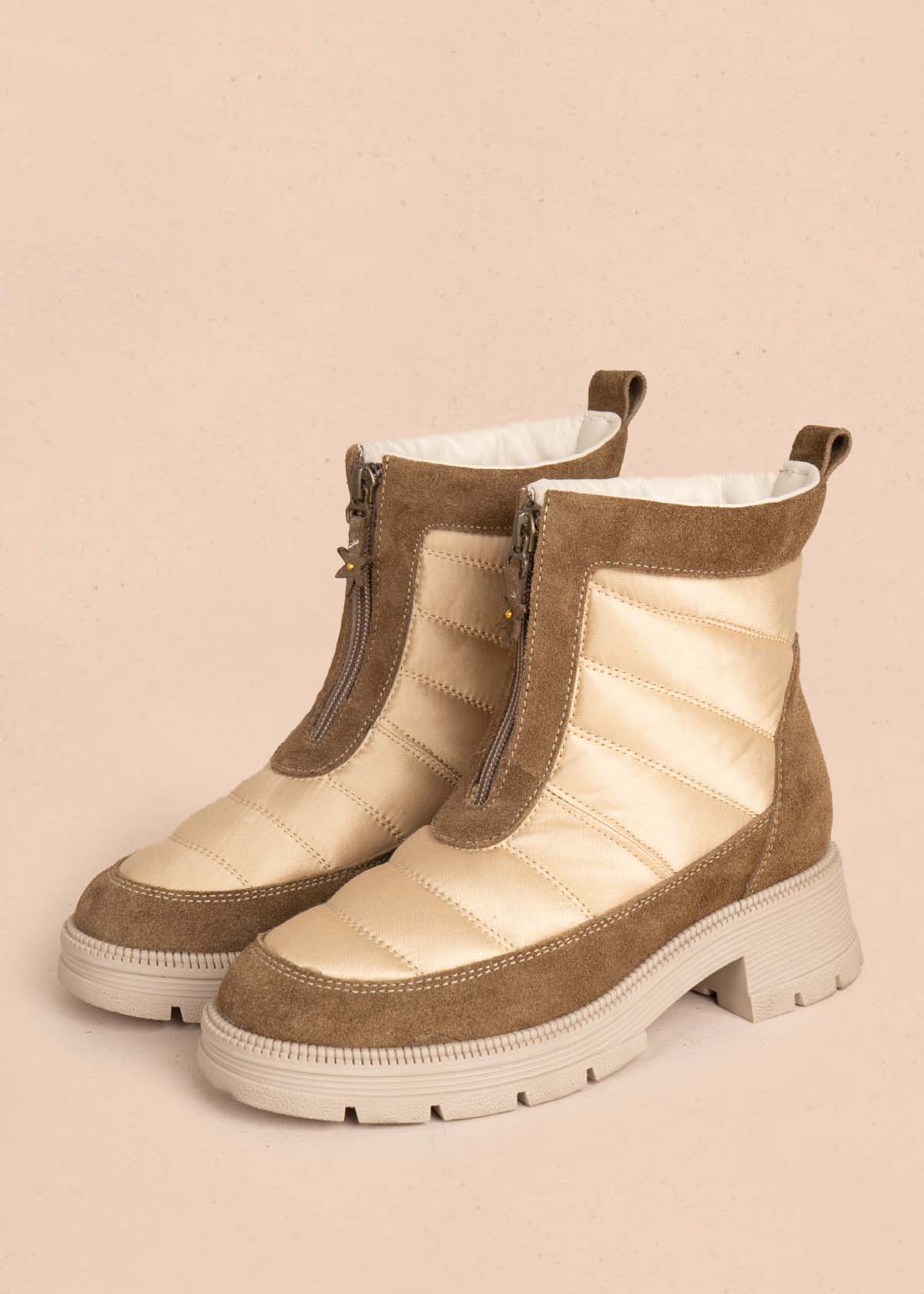 Botines en cuero color beige con cierre frontal 105596 - Image 6