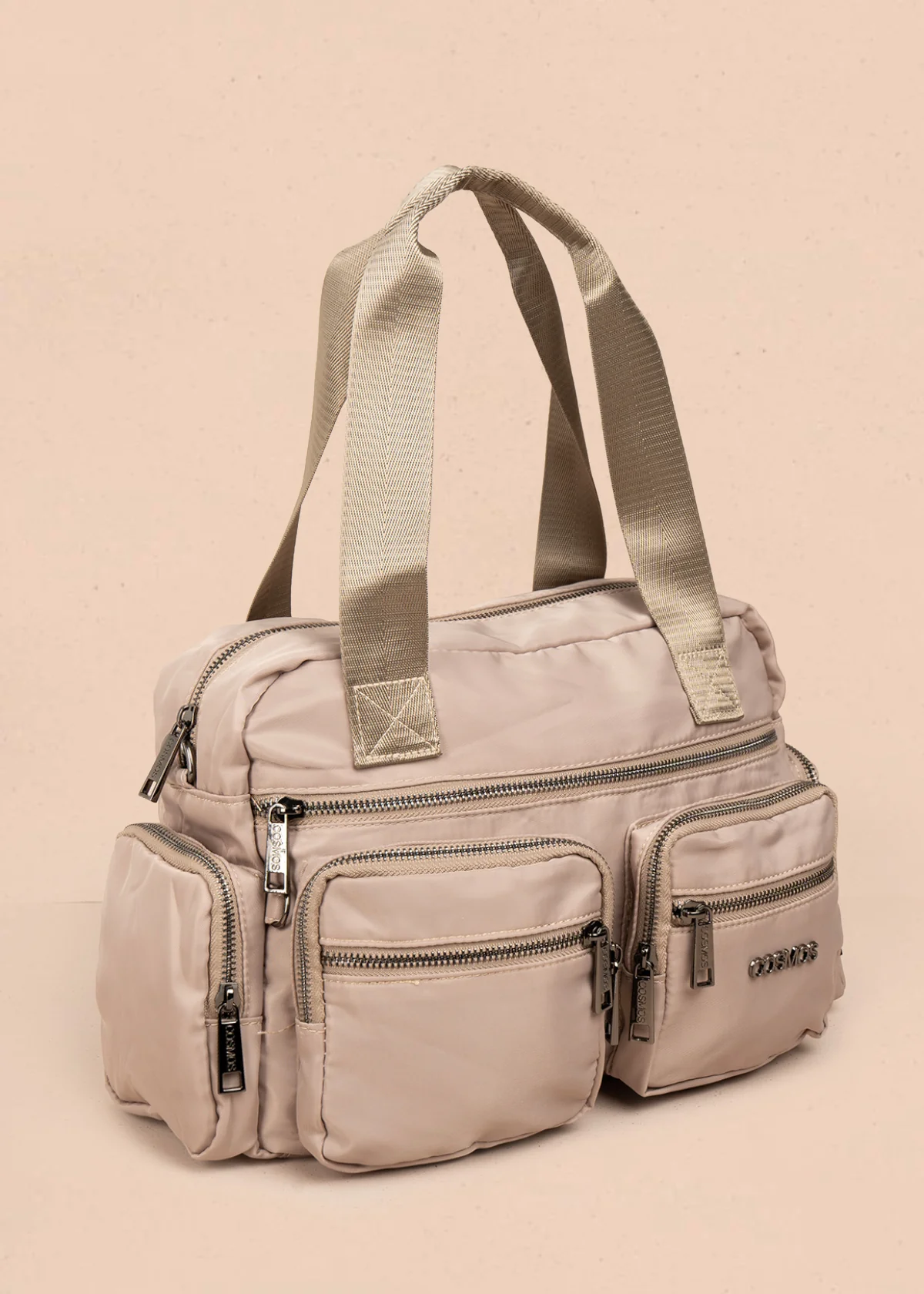 Bolso tipo cartera color beige con bolsillos frontales y laterales 106293 - Image 2