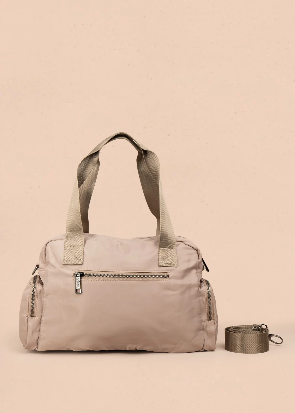Bolso tipo cartera color beige con bolsillos frontales y laterales 106293 - Image 4