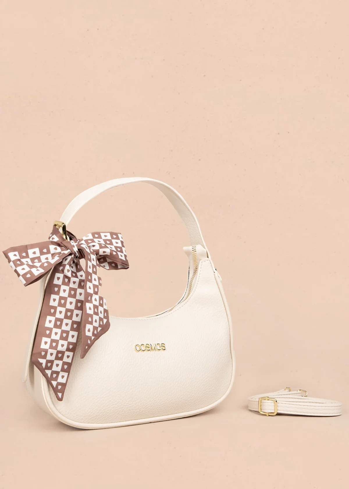Bolso tipo cartera color beige con pañoleta 106188 - Image 3