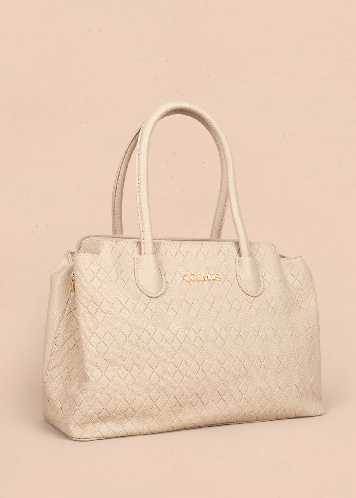 Bolso tipo cartera color beige con grabado de rombos 106300 - Image 3