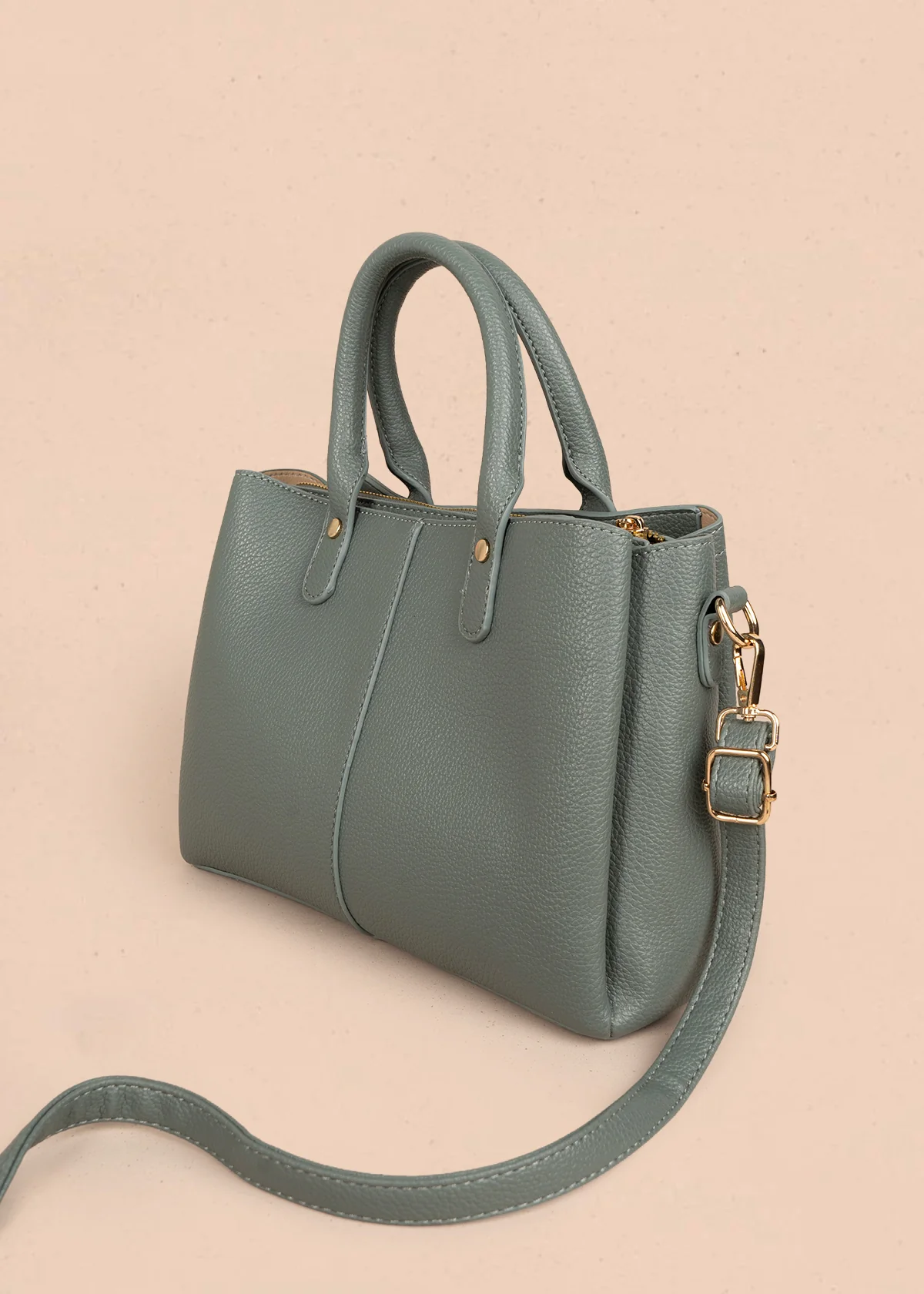 Bolso tipo cartera color verde con pañuelo y herraje tipo barra 106286 - Image 5