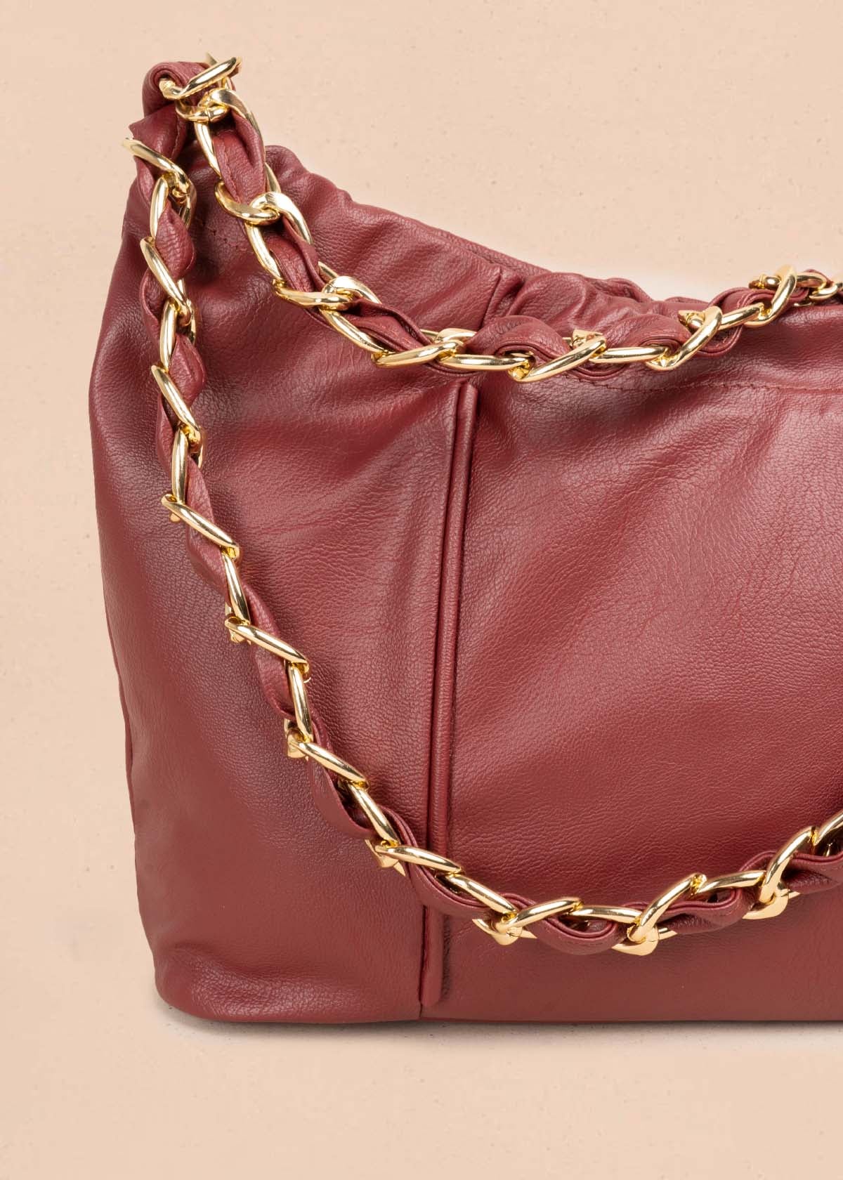 Bolso cartera color vinotinto con cadena 105566 - Image 5