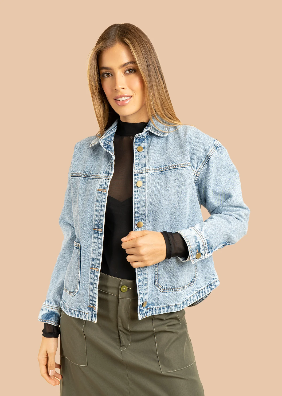 Chaqueta color azul tipo trucker 106425 - Image 4
