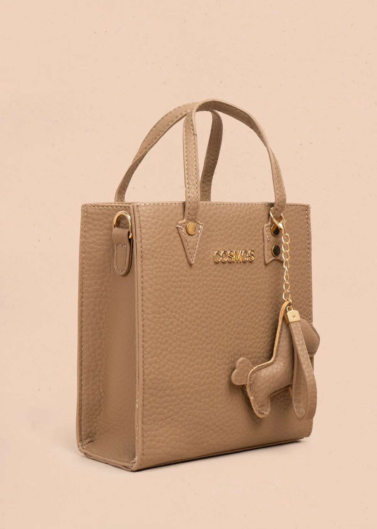 Bolso manos libres color moca con llavero 106984 - Image 2