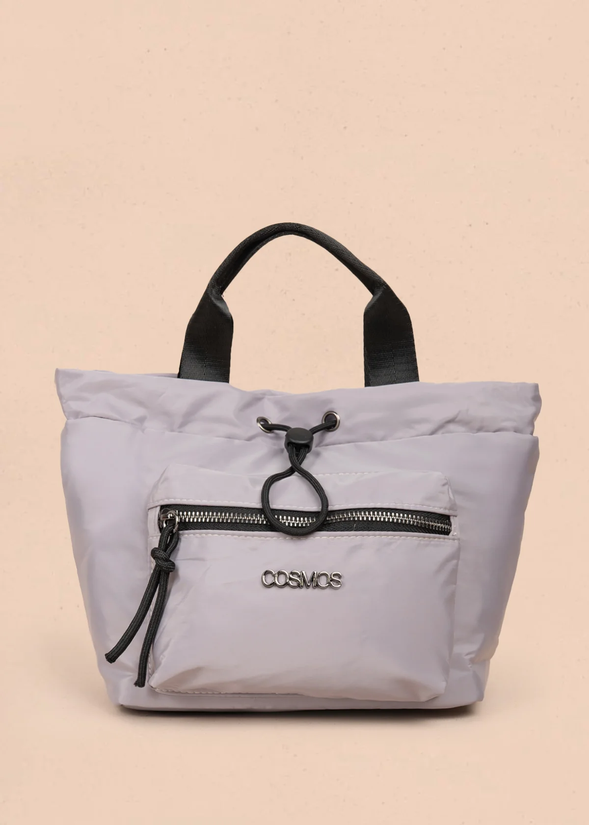 Bolso manos libres color gris con resorte 106971