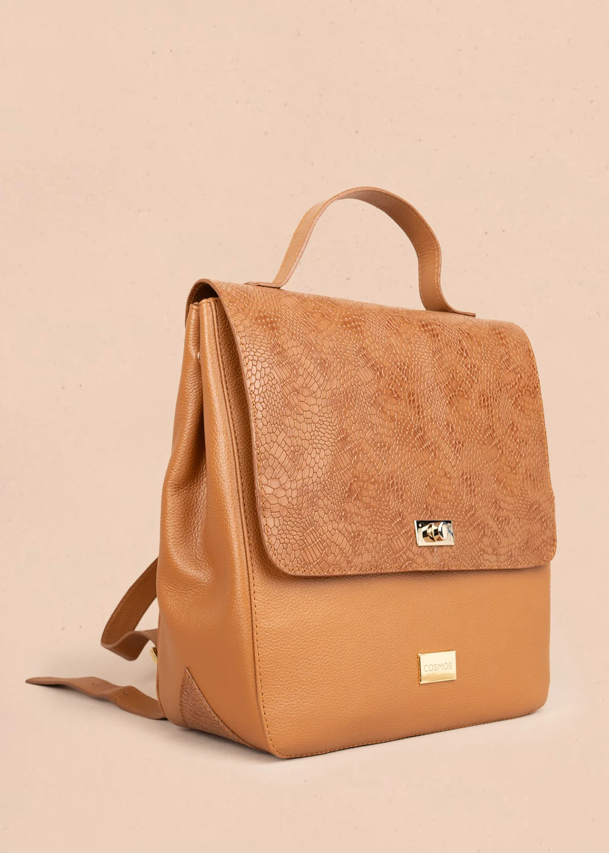 Morral en cuero color miel con textura 105791 - Image 3