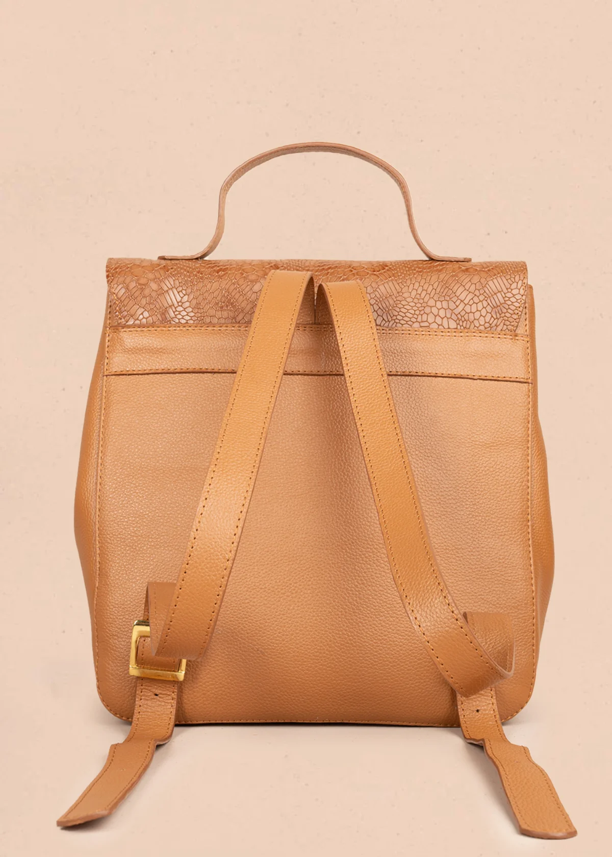 Morral en cuero color miel con textura 105791 - Image 4