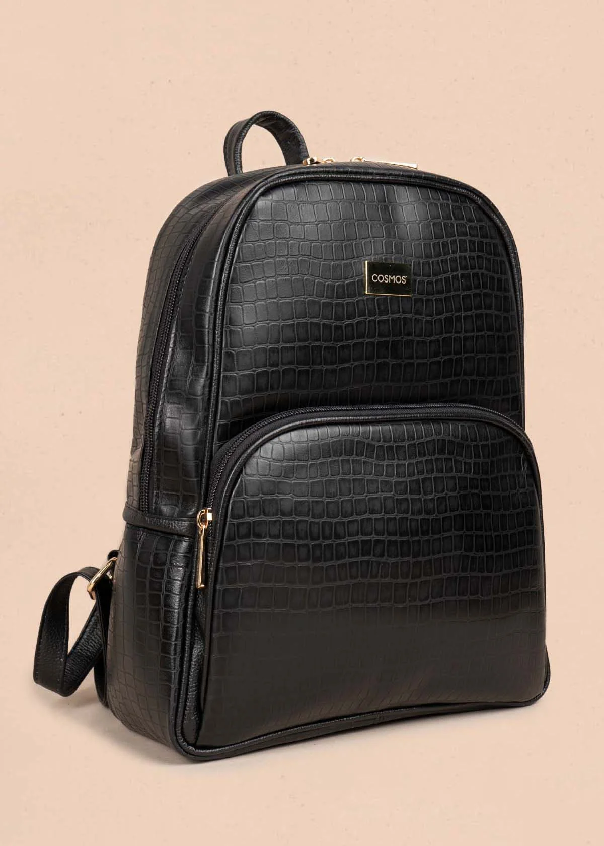Morral en cuero color negro con textura croco 105311 - Image 5