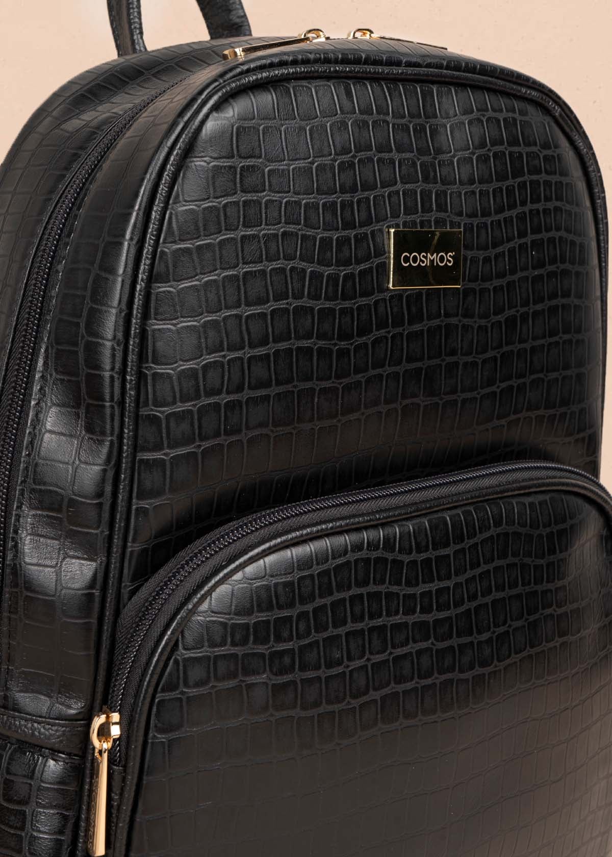 Morral en cuero color negro con textura croco 105311 - Image 8