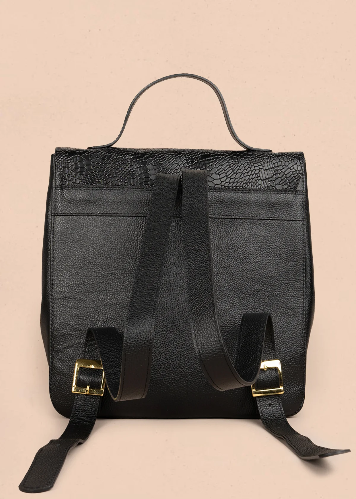 Morral en cuero color negro con textura 105791 - Image 3