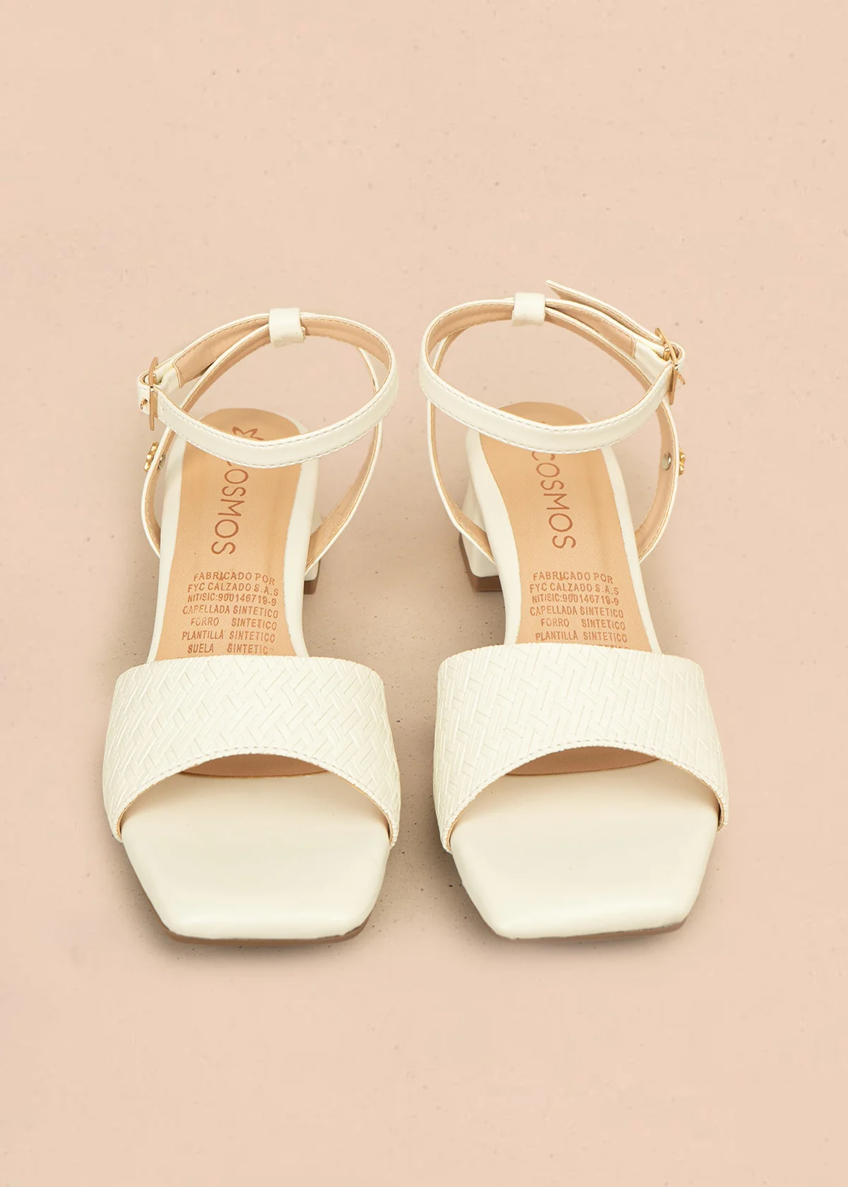 Sandalias color talco con textura trenzada 106529 - Image 4
