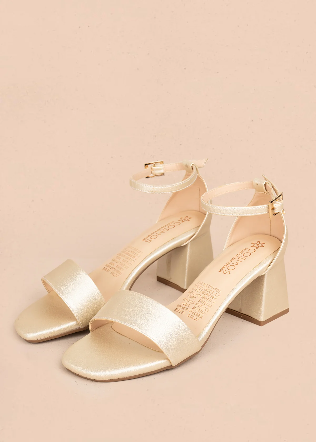 Sandalias de fiesta color champaña 106092 - Image 3