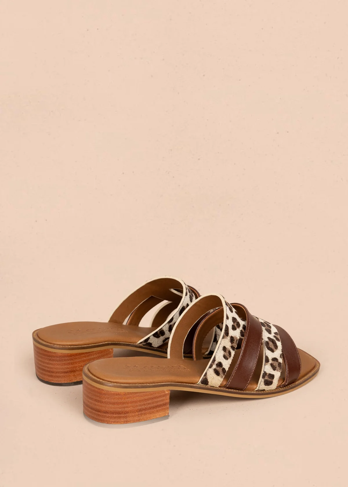 Sandalias en cuero color miel con tiras animal print 107015 - Image 6