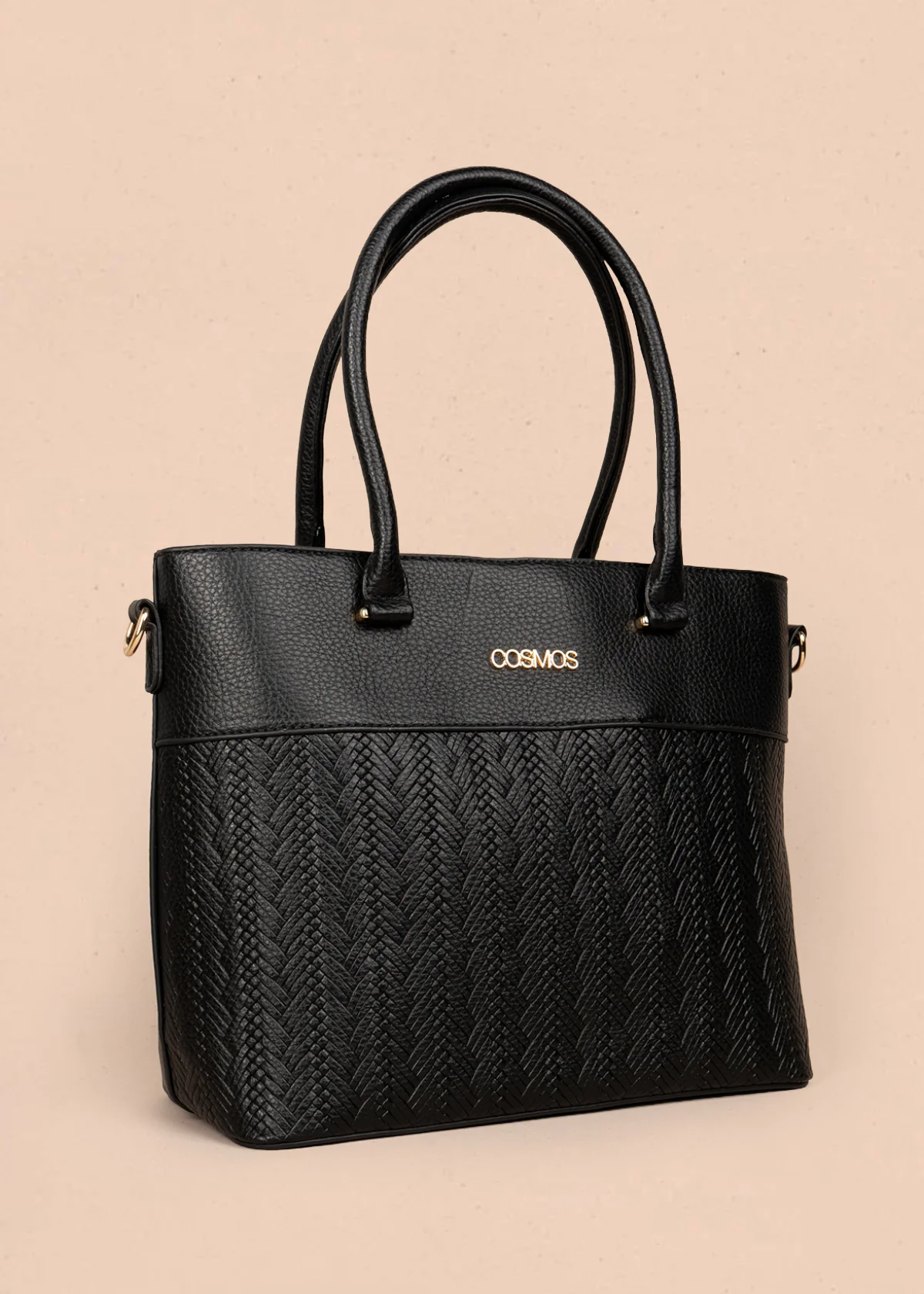 Bolso tipo shopping color negro con grabado tipo espiga 106289 - Image 4