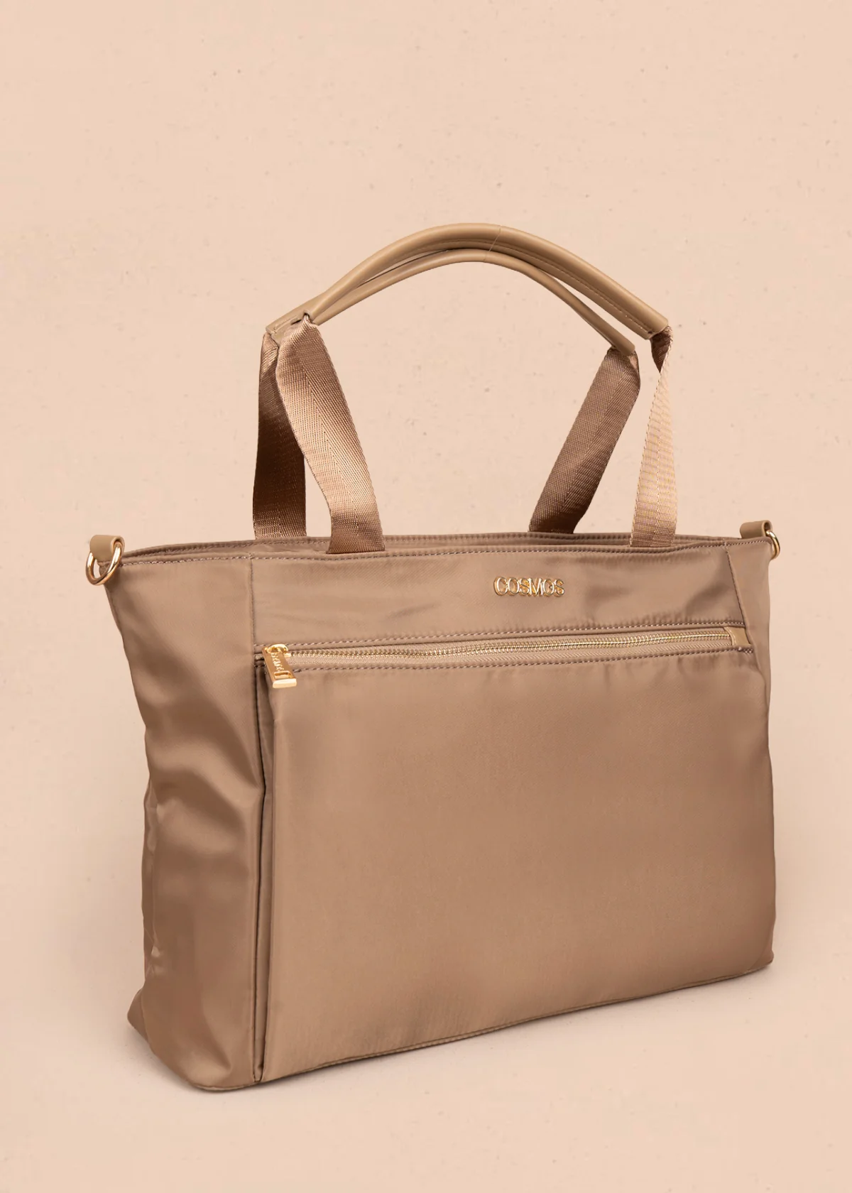 Bolso tipo shopping color café con bolsillo frontal 106290 - Image 3