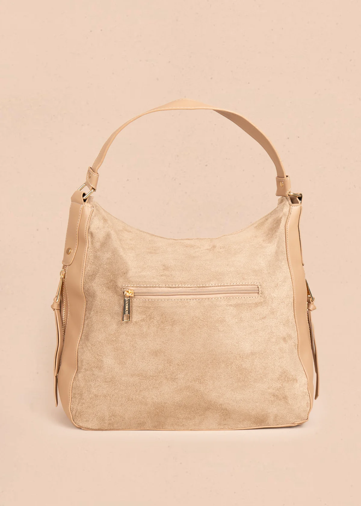 Bolso tipo shopping color camel textura en gamuza sintética 106292 - Image 4