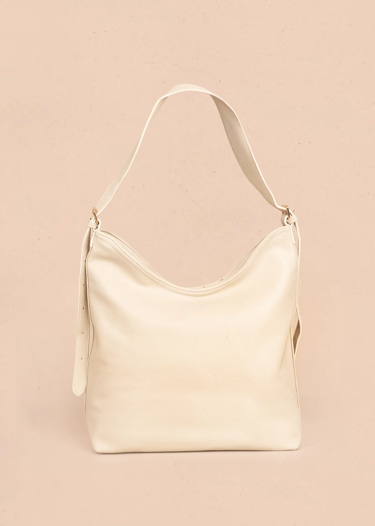 Bolso tipo shopping color beige texturizado y silueta hobo 106335 - Image 5