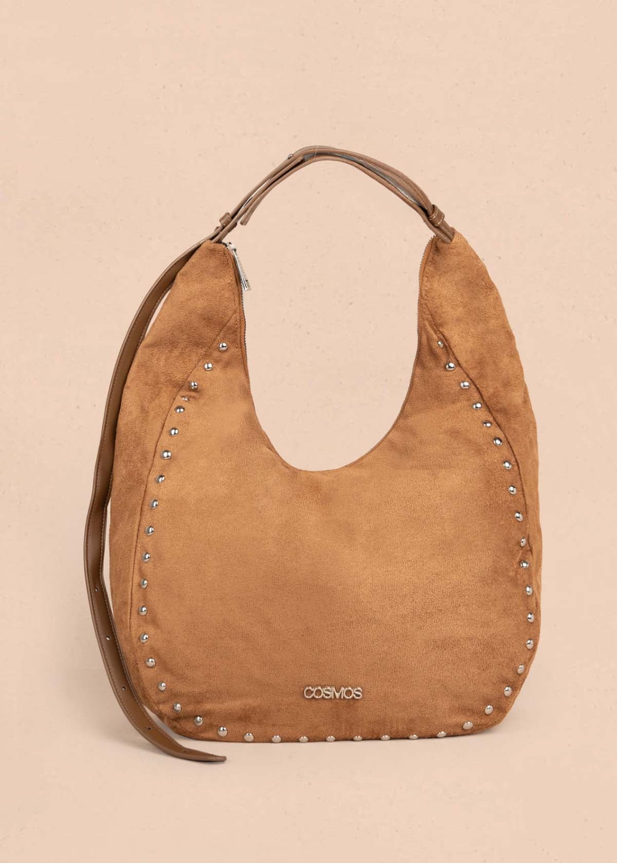 Bolso tipo shopping color miel con taches 106291