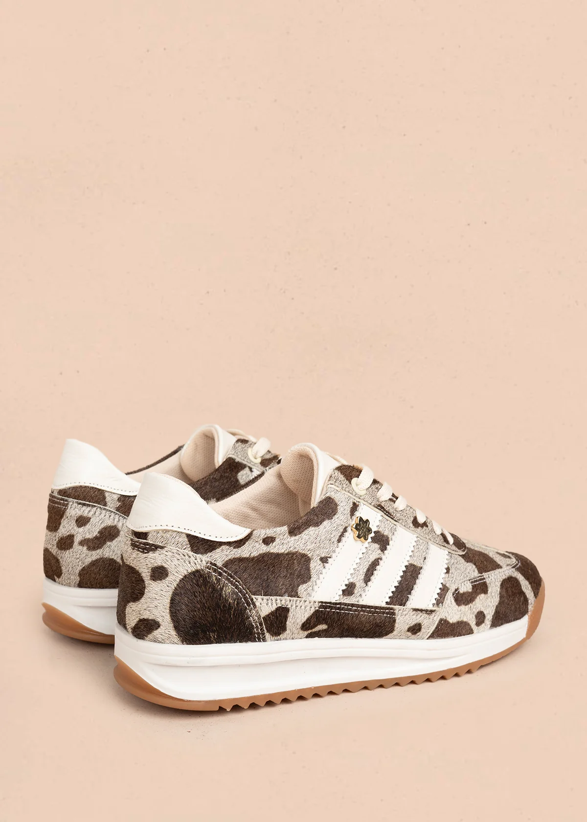 Tenis casuales de cuero color café con cuero animal print 106042 - Image 6