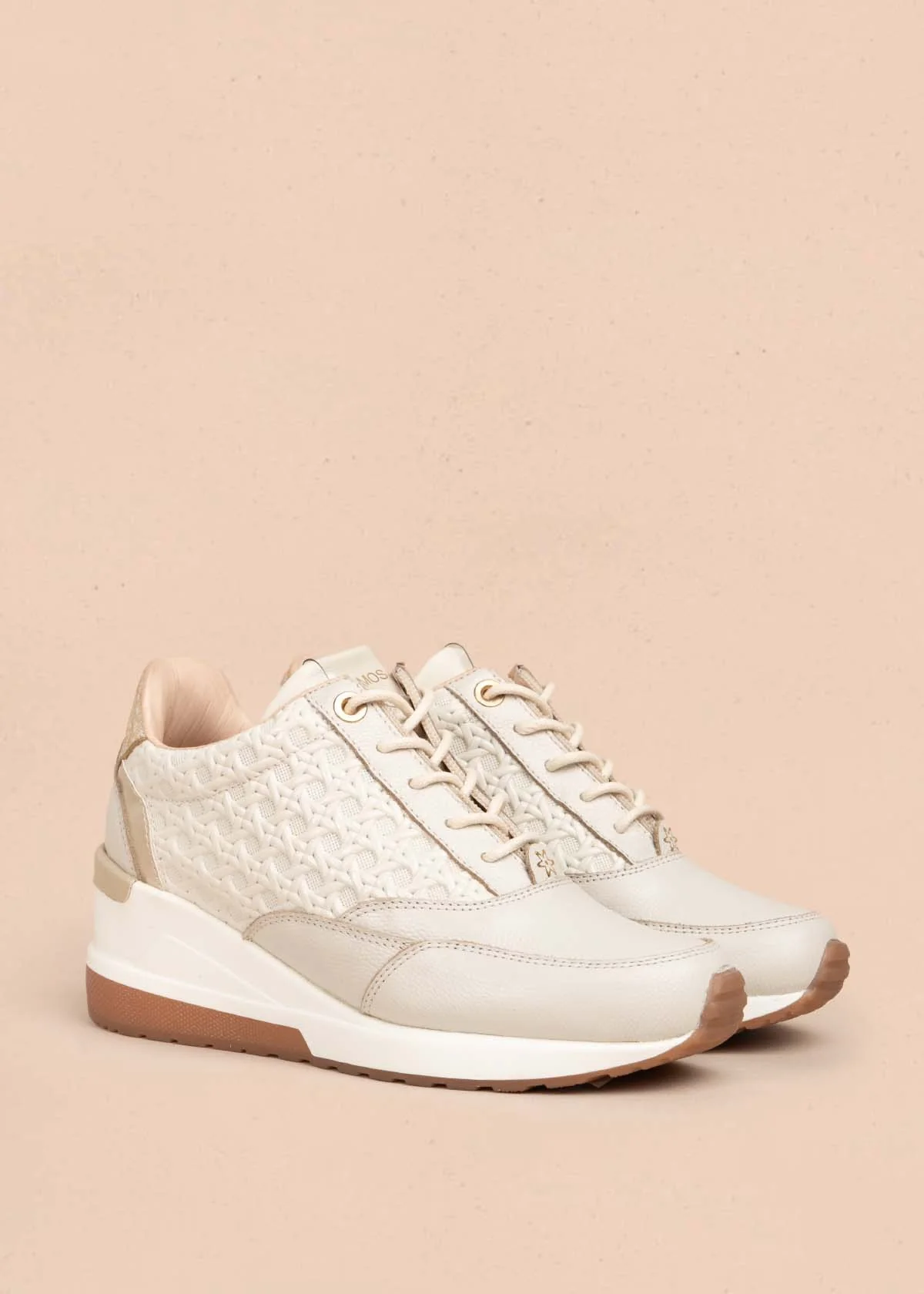 Tenis casuales en cuero color beige 105713 - Image 2