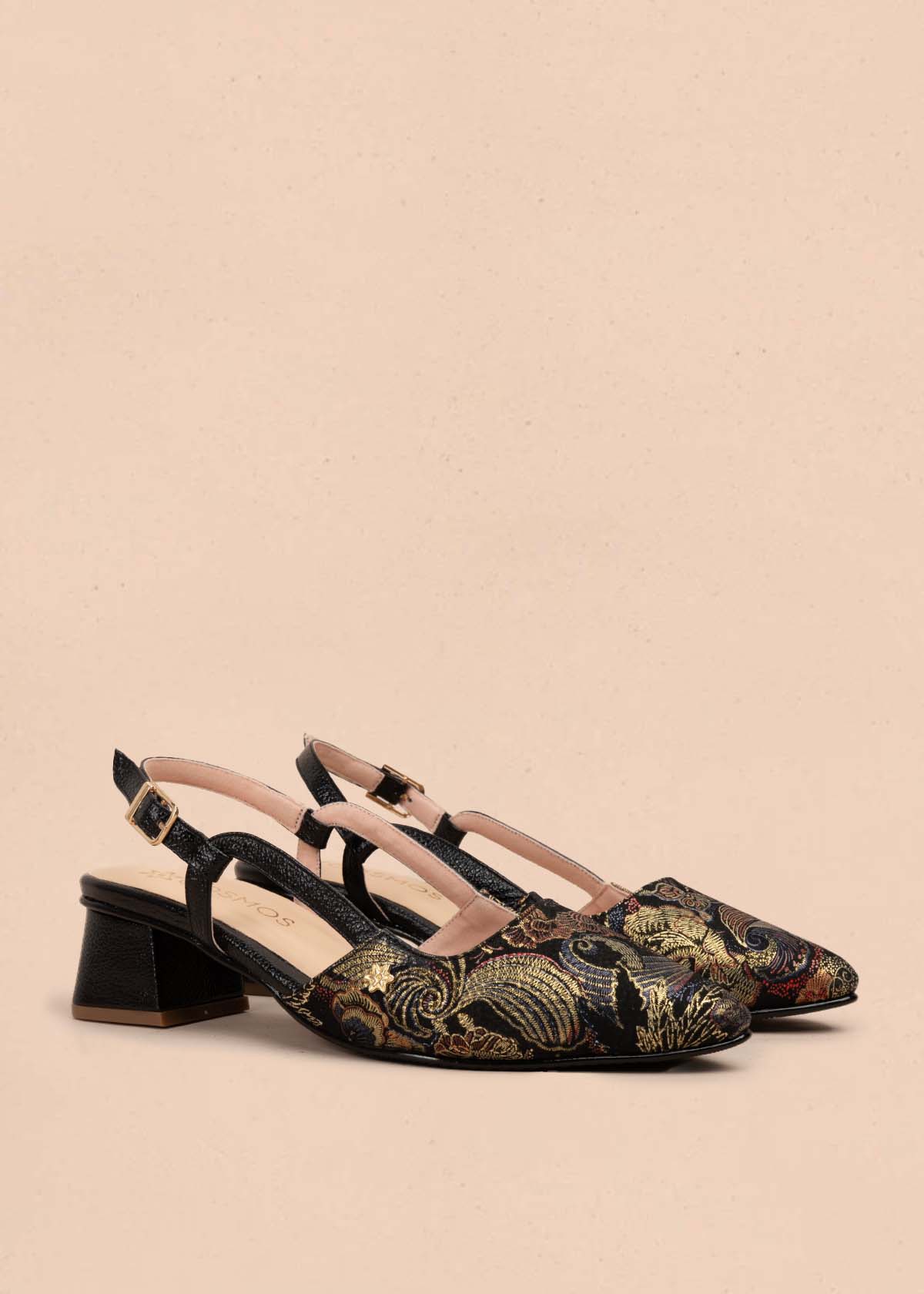 Trabilla en cuero negro con brocado ornamentado 105926 - Image 6